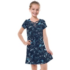 Prussian Blue Music Notes Kids  Cross Web Dress by SpinnyChairDesigns