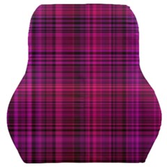 Fuchsia Madras Plaid Car Seat Back Cushion  by SpinnyChairDesigns