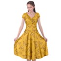 Mustard Yellow Monarch Butterflies Cap Sleeve Wrap Front Dress View1