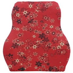 Red Wildflower Floral Print Car Seat Velour Cushion  by SpinnyChairDesigns