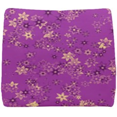 Gold Purple Floral Print Seat Cushion by SpinnyChairDesigns