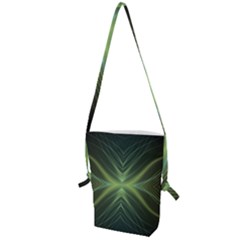 Abstract Green Stripes Folding Shoulder Bag by SpinnyChairDesigns