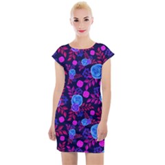 Backgroung Rose Purple Wallpaper Cap Sleeve Bodycon Dress by HermanTelo