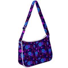 Backgroung Rose Purple Wallpaper Zip Up Shoulder Bag by HermanTelo