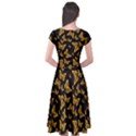 Black Gold Butterfly Print Cap Sleeve Wrap Front Dress View2