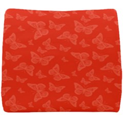 Vermilion Red Butterfly Print Seat Cushion by SpinnyChairDesigns