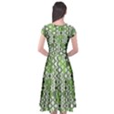 Black Lime Green Checkered Cap Sleeve Wrap Front Dress View2