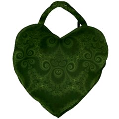 Forest Green Spirals Giant Heart Shaped Tote by SpinnyChairDesigns