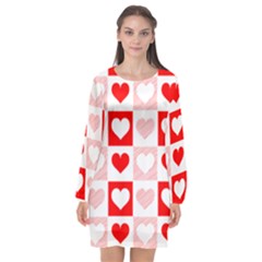 Hearts  Long Sleeve Chiffon Shift Dress  by Sobalvarro