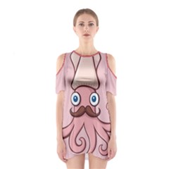 Squid Chef Cartoon Shoulder Cutout One Piece Dress by sifis