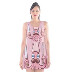 Squid Chef Cartoon Scoop Neck Skater Dress by sifis