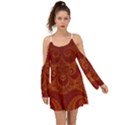 Red and Gold Spirals Kimono Sleeves Boho Dress View1