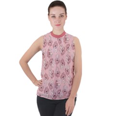 Squid Chef Pattern Mock Neck Chiffon Sleeveless Top by sifis