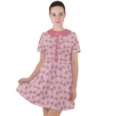 Squid Chef Pattern Short Sleeve Shoulder Cut Out Dress  by sifis