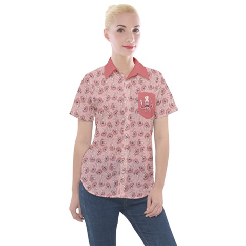 Squid Chef Pattern Women s Short Sleeve Pocket Shirt by sifis