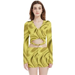 Golden Wave  Velvet Wrap Crop Top by Sabelacarlos