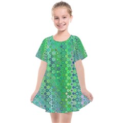 Boho Green Floral Print Kids  Smock Dress by SpinnyChairDesigns