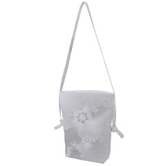 Wedding White Floral Print Folding Shoulder Bag by SpinnyChairDesigns