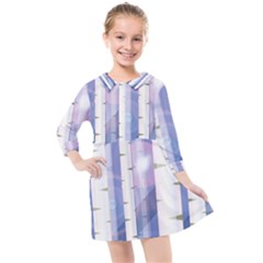 Birch Tree Forest Digital Kids  Quarter Sleeve Shirt Dress by Mariart