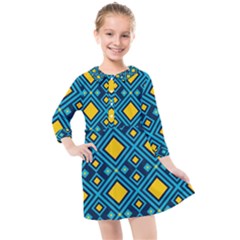 Geometric Abstract Diamond Kids  Quarter Sleeve Shirt Dress by tmsartbazaar