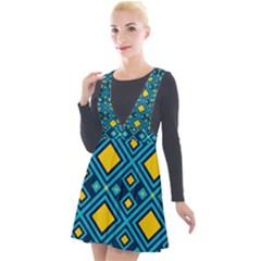 Geometric Abstract Diamond Plunge Pinafore Velour Dress by tmsartbazaar