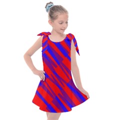 Geometric Blocks, Blue And Red Triangles, Abstract Pattern Kids  Tie Up Tunic Dress by Casemiro