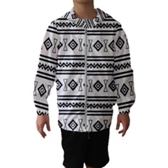 Black And White Aztec Kids  Hooded Windbreaker by tmsartbazaar