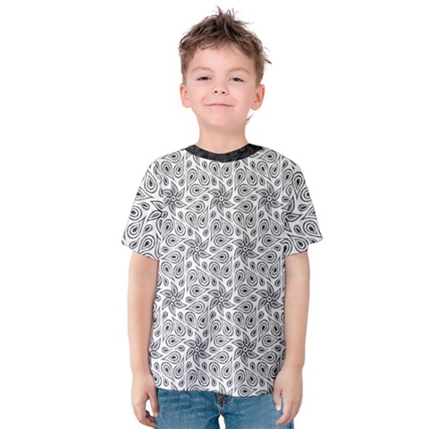 Black & White Floral Paisley  Kids  Cotton Tee by Graphika