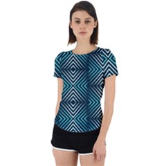 Blue Motif Design Back Cut Out Sport Tee by tmsartbazaar