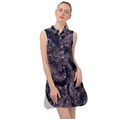 Glowing Coral Pattern Sleeveless Shirt Dress by LoolyElzayat