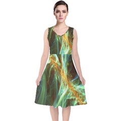 Abstract Illusion V-neck Midi Sleeveless Dress  by Sparkle