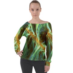 Abstract Illusion Off Shoulder Long Sleeve Velour Top by Sparkle