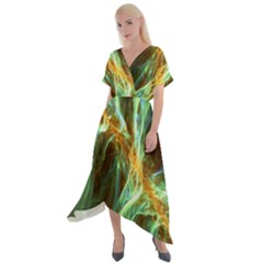 Abstract Illusion Cross Front Sharkbite Hem Maxi Dress by Sparkle