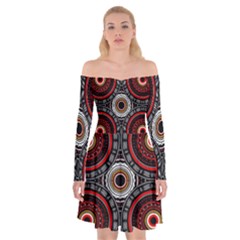 Tribal Aztec Mandala Art Off Shoulder Skater Dress by tmsartbazaar