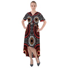 Tribal Aztec Mandala Art Front Wrap High Low Dress by tmsartbazaar