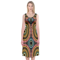 Aztec Multicolor Mandala Midi Sleeveless Dress by tmsartbazaar