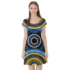 Tribal Zentangle Art Short Sleeve Skater Dress by tmsartbazaar