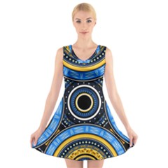 Tribal Zentangle Art V-neck Sleeveless Dress by tmsartbazaar