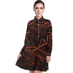 Dark Forest Scene Print Long Sleeve Chiffon Shirt Dress by dflcprintsclothing