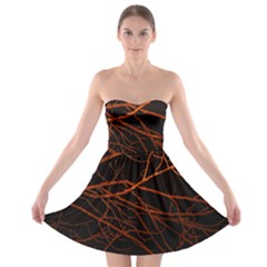 Dark Forest Scene Print Strapless Bra Top Dress by dflcprintsclothing