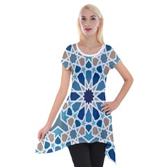 Arabic Geometric Design Pattern  Short Sleeve Side Drop Tunic by LoolyElzayat