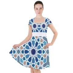 Arabic Geometric Design Pattern  Cap Sleeve Midi Dress by LoolyElzayat