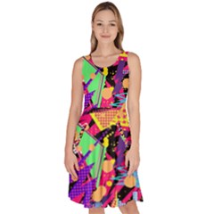 Psychedelic Geometry Knee Length Skater Dress With Pockets by Filthyphil