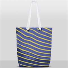 Yellow Blue Stripped Fish Full Print Rope Handle Tote (small) by LoolyElzayat