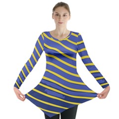 Yellow Blue Stripped Fish Long Sleeve Tunic  by LoolyElzayat