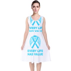 Child Abuse Prevention Support  V-neck Midi Sleeveless Dress  by artjunkie