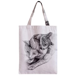 Cat Drawing Art Zipper Classic Tote Bag by HermanTelo