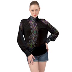 Galaxy Space High Neck Long Sleeve Chiffon Top by Sabelacarlos