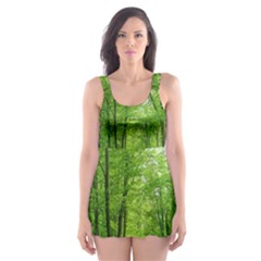 In The Forest The Fullness Of Spring, Green, Skater Dress Swimsuit by MartinsMysteriousPhotographerShop