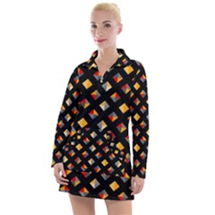 Geometric Diamond Tile Women s Long Sleeve Casual Dress by tmsartbazaar